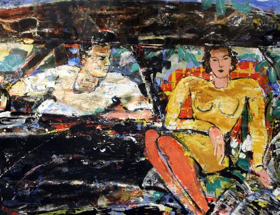 § Peter McLaren (b.1964) Man and woman in a car 48 x 60in.